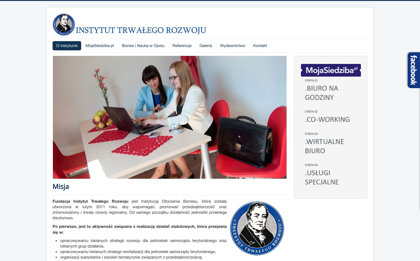 Zrzut ekranu: trwalyrozwoj.pl, widok na komputerze